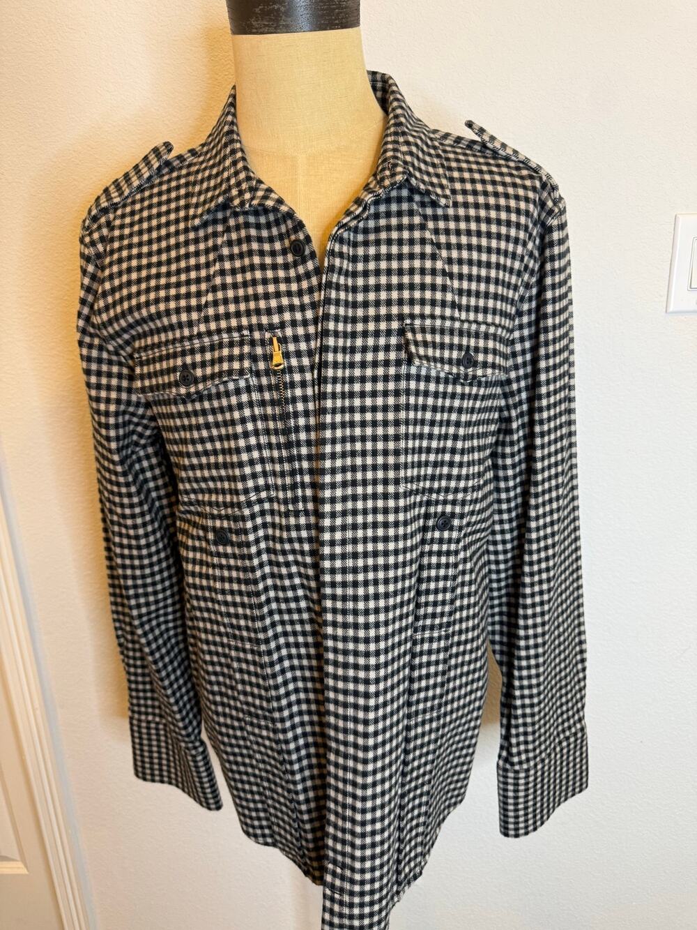 NEW 7 For All Mankind 100% cotton Check Field Jacket Pea Coat Mens XL shacket